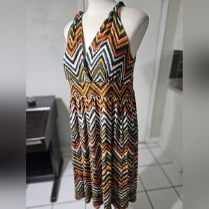 AB Studio Boho, Aztec, Southwestern Halter Dress, Sz XL